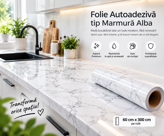 Folie Marmură Alb (60 x 300 cm)