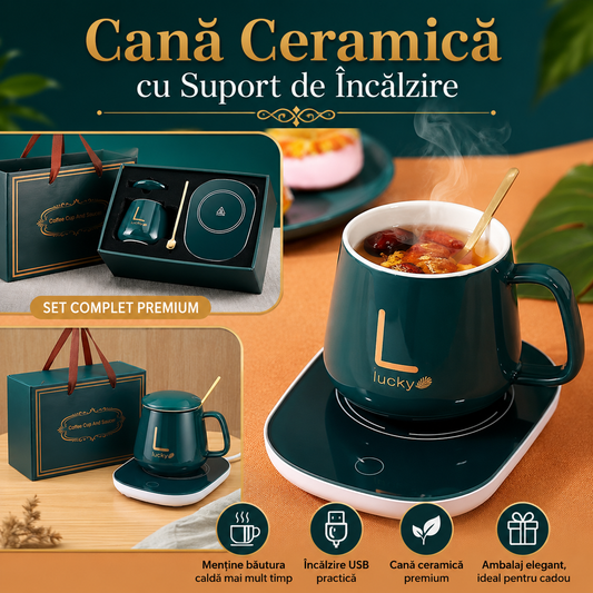 Cana Ceramica cu Suport de Încalzire