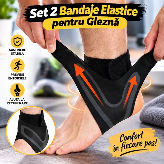 Set 2 Bandaje Elastice pentru Glezna
