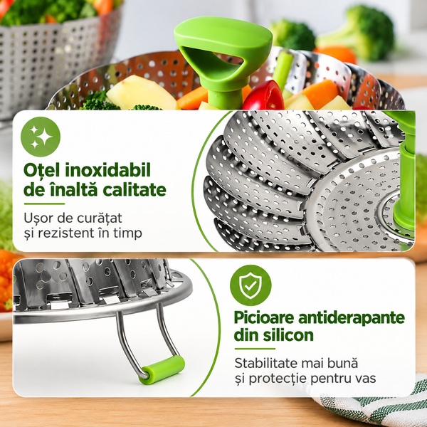 Coș Aburitor Legume Expandabil